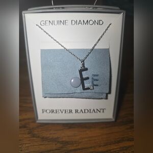 Forever Radiant Diamond Accent Initial 'E' Pendant Necklace